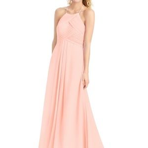 Champagne full length bridesmaids dress